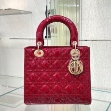 [하이엔드급] 디올 Lady Dior 미디움 백 / 와인레드 페이턴트 [매장가900만원대]