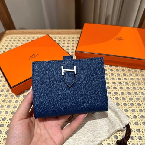 [하이엔드급] Hermes 에르메스 베안 컴팩트 지갑 Bearn Compact Wallet / 73 블루사파이어 엡솜 은장