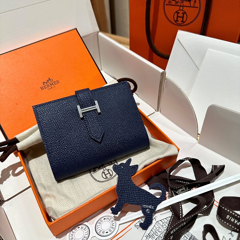 [하이엔드급] Hermes 에르메스 베안 컴팩트 지갑 Bearn Compact Wallet / 73 블루사파이어 엠솜 은장 코인지갑