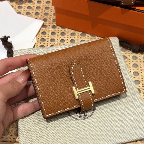 [하이엔드급] Hermes 에르메스 베안 카드 홀더 지갑 Bearn Card Holder Wallet / CK37 브라운골드 엡솜 금장