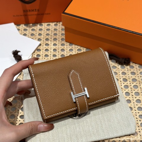 [하이엔드급] 에르메스 베안 트라이폴드 지갑 Hermes Bearn Wallet / CK37 브라운골드 엡솜 은장 [매장가390만원대]